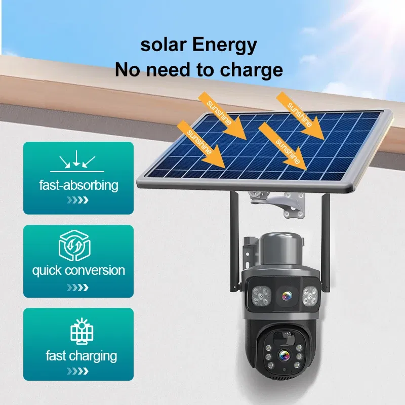 Color: Black - DIDSeth 4G PTZ IP Solar Camera 4G SIM Card CCTV Wireless WIFI Solar Outdoor Waterproof 360 IP Camera Pan Tilt Eseecould APP