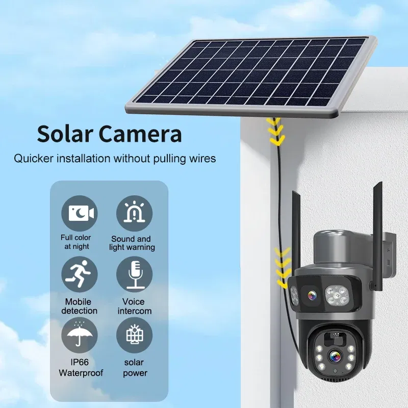 Color: Ivory - DIDSeth 4G PTZ IP Solar Camera 4G SIM Card CCTV Wireless WIFI Solar Outdoor Waterproof 360 IP Camera Pan Tilt Eseecould APP