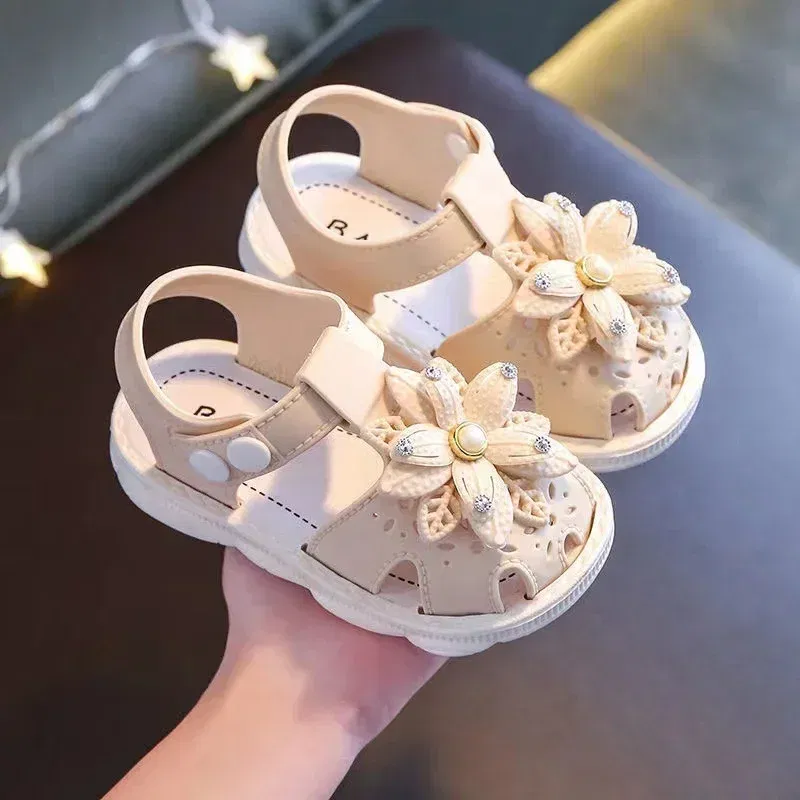 Color: black, Shoe Size: 3 - Solid Bow Children's Summer Shoes Cute PVC Beach Non Slip Sandals For Baby Girls Footwear Soft Infant Kids Fashion Sandals