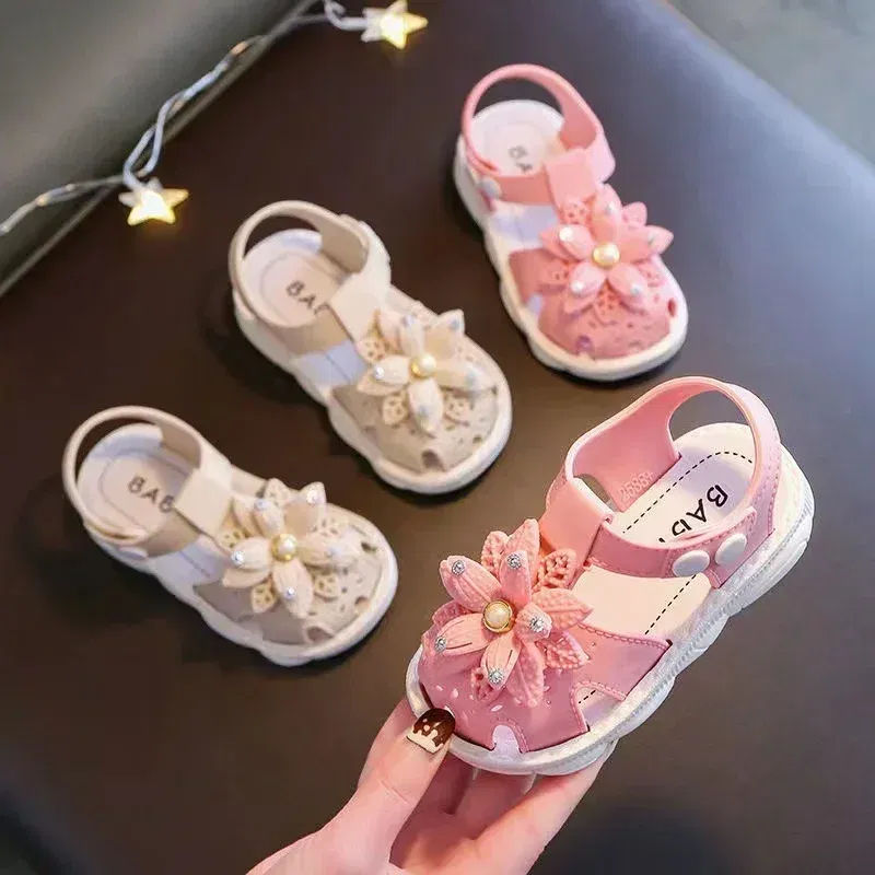 Color: black, Shoe Size: 3 - Solid Bow Children's Summer Shoes Cute PVC Beach Non Slip Sandals For Baby Girls Footwear Soft Infant Kids Fashion Sandals