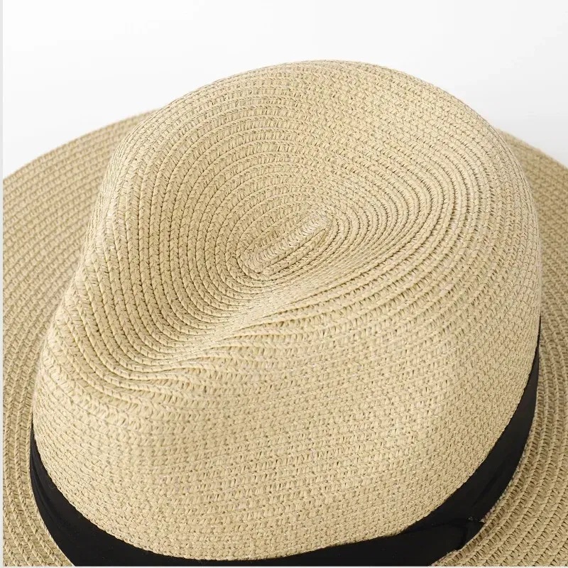 Color: army green, Size: M - Large Size XL61-64cm Panama Sun Hats Men Wide Brim Straw Caps Women Summer Big Head Beach Hat Male Plus Size Fedora Hat 58-60cm