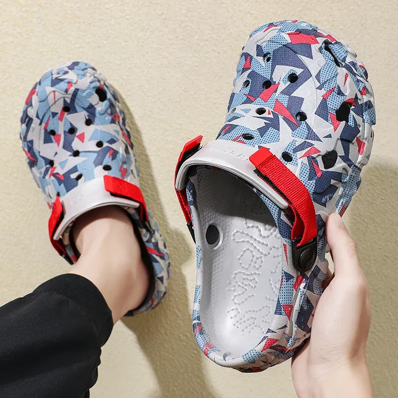 Color: MULTI, Shoe Size: 41 - Fashion Garden Shoes Men's Clogs Slippers Sandal Flat Camouflage Sandals Male Sneakers Outdoor Flip Flops Home Clogs