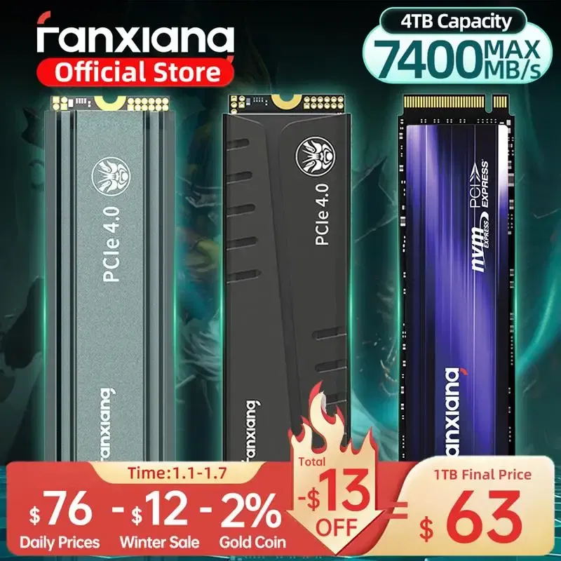 Color: Dark Blue, Ships From: CHINA - 2025 Fanxiang S660/S770/S880 SSD NVMe M2 PCIe4.0x4 1TB 2TB 4TB Internal Solid State Drive For PlayStation5/PS5 Desktop SSD Hard