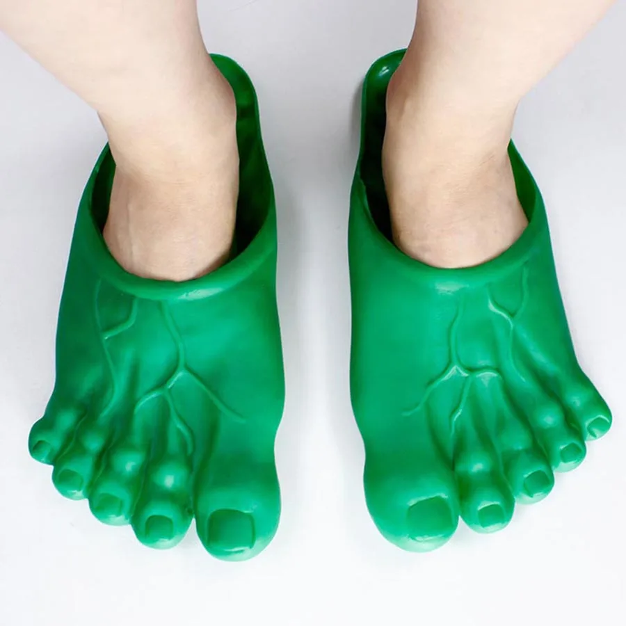 Color: Beige - Funny Slippers Man Women Footwear Shoes Fashion Outdoor Beach Couple Slippers Role Playing Bigfoot Amazing Sandals Of The Hulk