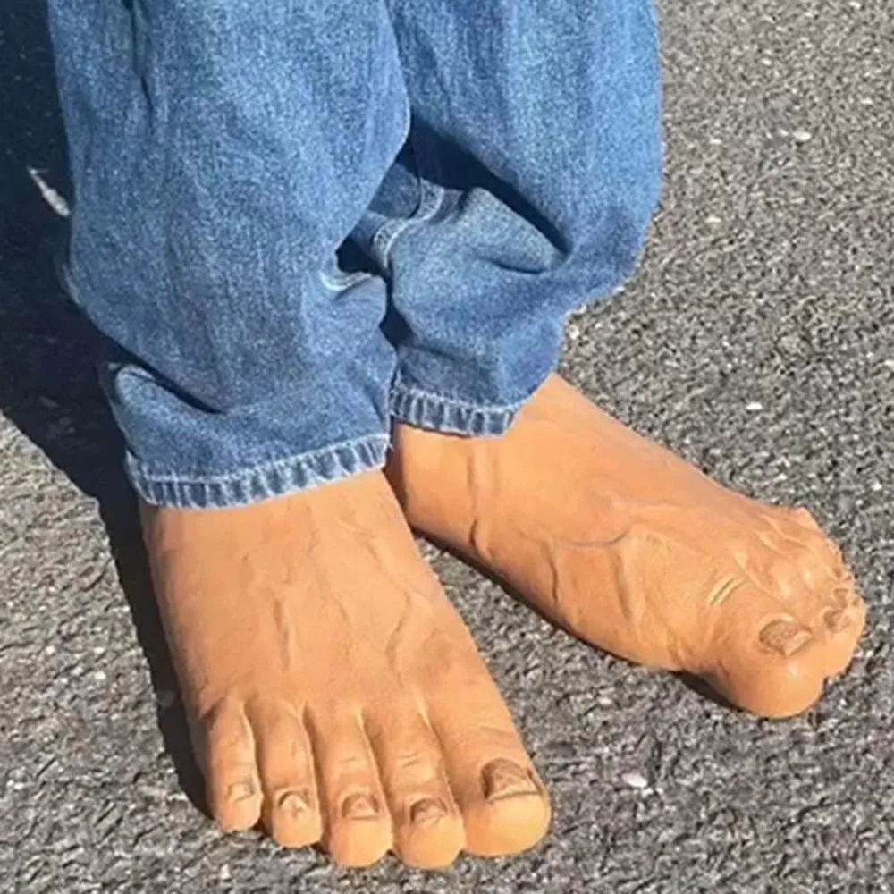 Color: Beige - Funny Slippers Man Women Footwear Shoes Fashion Outdoor Beach Couple Slippers Role Playing Bigfoot Amazing Sandals Of The Hulk