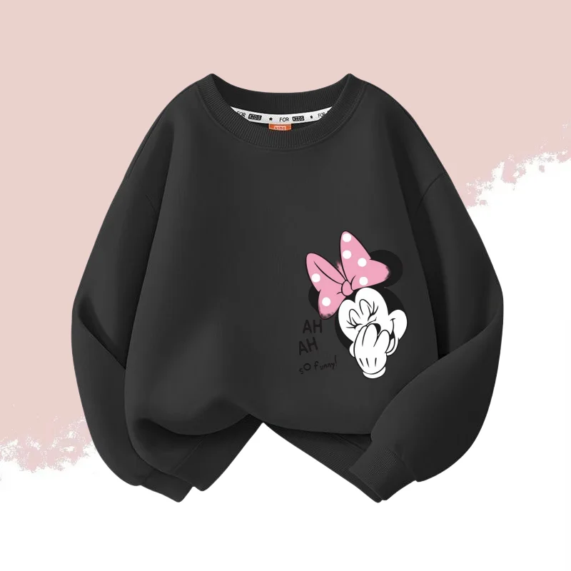 Color: Pink, Kid Size: 11 - Autumn Baby Girls Cotton Cloth Kid Boy Disney Minnie Printed Long Sleeve Sweatshirt Children Cartoon O-Neck Soft Breathable Top