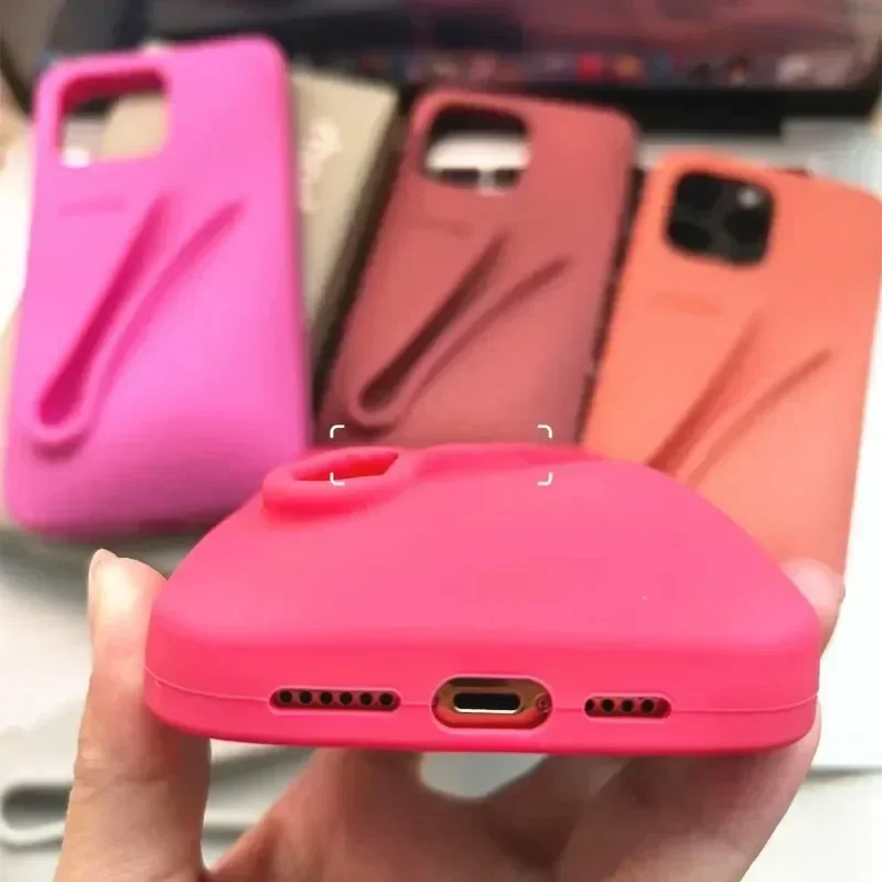 Color: WHITE, Material: ABS - Lipstick Soft Silicone DIY Rhode Phone Case for IPhone 16 Pro Max 16Pro 16Plus Portable Lip Gloss Holder Ins Hot Cover