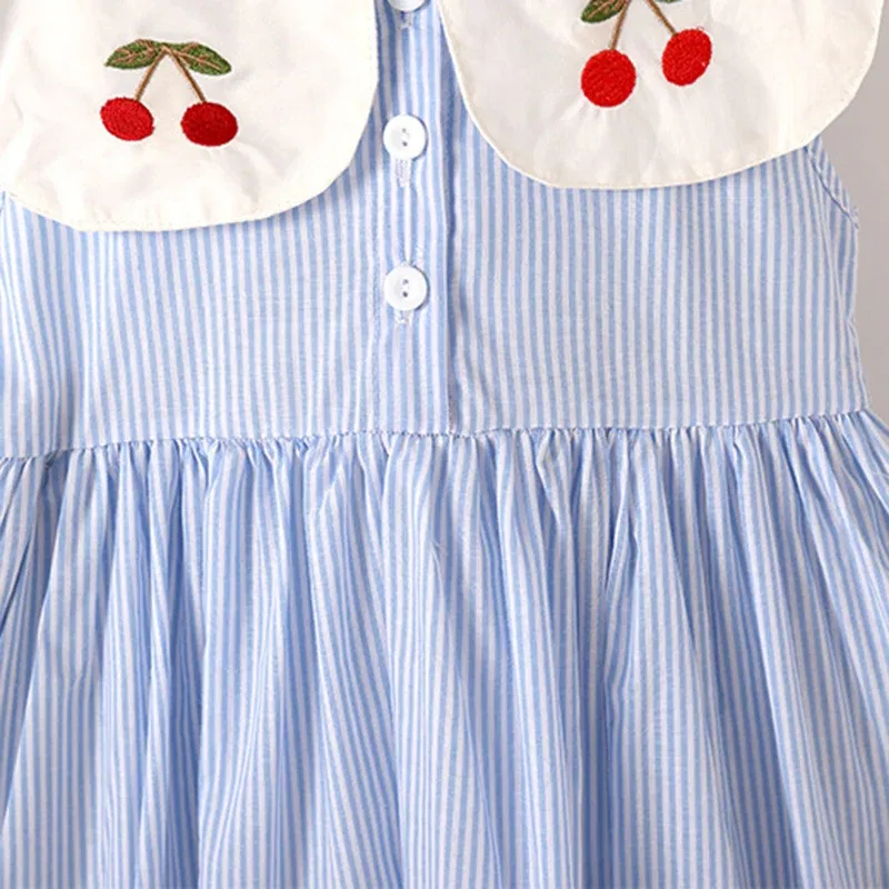 Color: PURPLE, Kid Size: 5T - 2024 New Summer 2-7Yrs Baby Girl Party Dress Sleeveless Cotton Embroidery Splicing Kids Princess Dresses Sister Clothing
