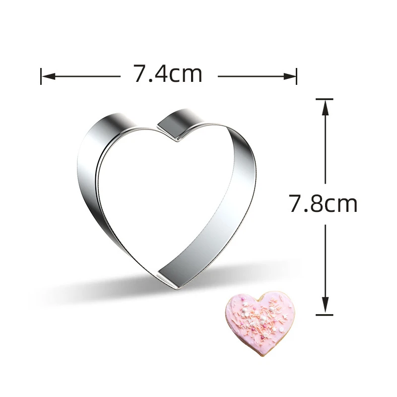 Color: Dark Khaki - Heart Cookie Cutter Stainless Steel Biscuit Knife Baking Fruit Kitchen Tools Mold Embossing Printing