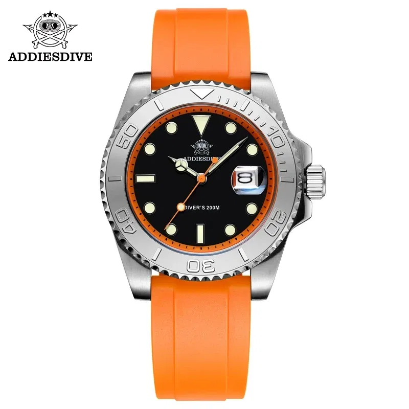 Color: Gold, Ships From: CHINA - ADDIESDIVE AD2040 Men's Watch 41mm Fashion Diver Quartz Watch 200m Diving Rubber Silicone Super Luminous Wristwatch Reloj Hombre