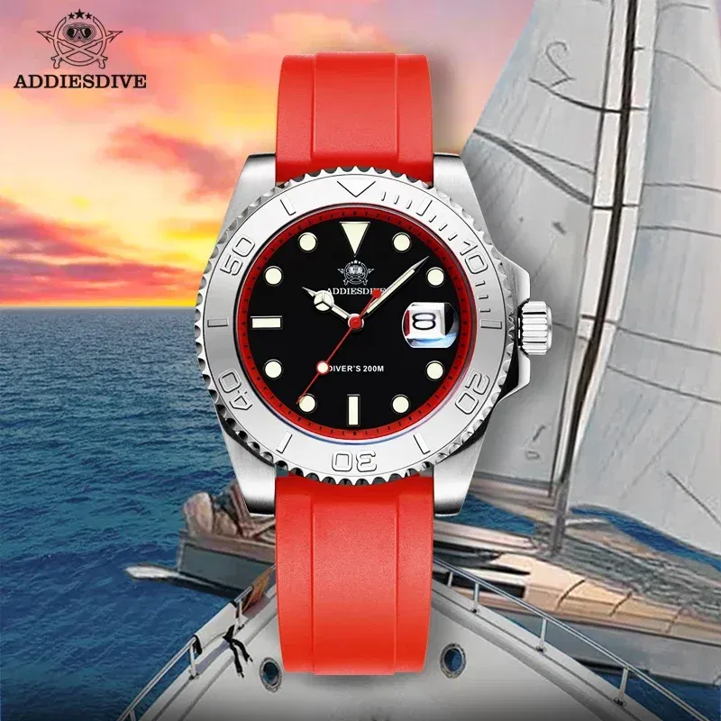 Color: Gold, Ships From: CHINA - ADDIESDIVE AD2040 Men's Watch 41mm Fashion Diver Quartz Watch 200m Diving Rubber Silicone Super Luminous Wristwatch Reloj Hombre