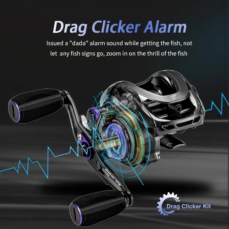 Color: BROWN, Use Mode: Right Hand - Soloking GKA200 Pro Baitcasting Reel Fishing Reels 9KG Drag Power 6+1 BB Drag Clicker Sound Baitcaster Reel ? 이트 ?¦?