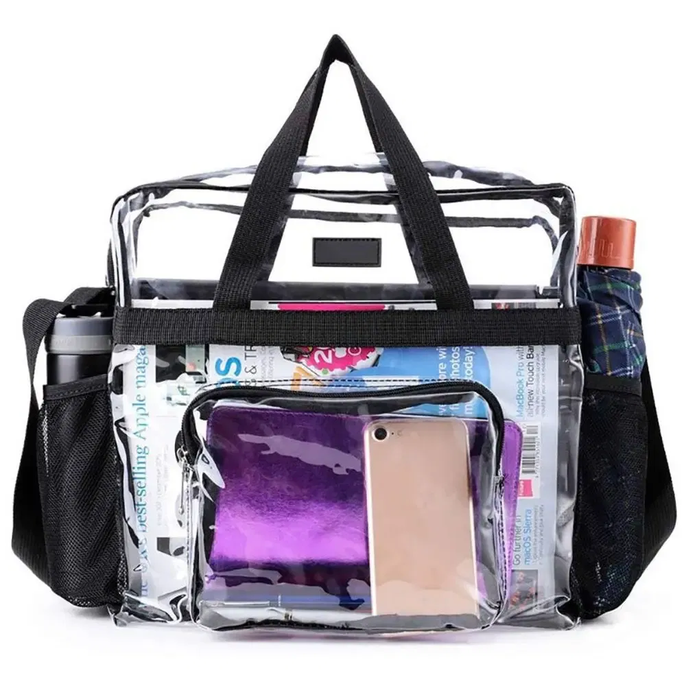 Color: black - Stadium Approved PVC Clear Purse Large Capacity Clear Bag Clear Crossbody Bag for Concerts Sports Festivals