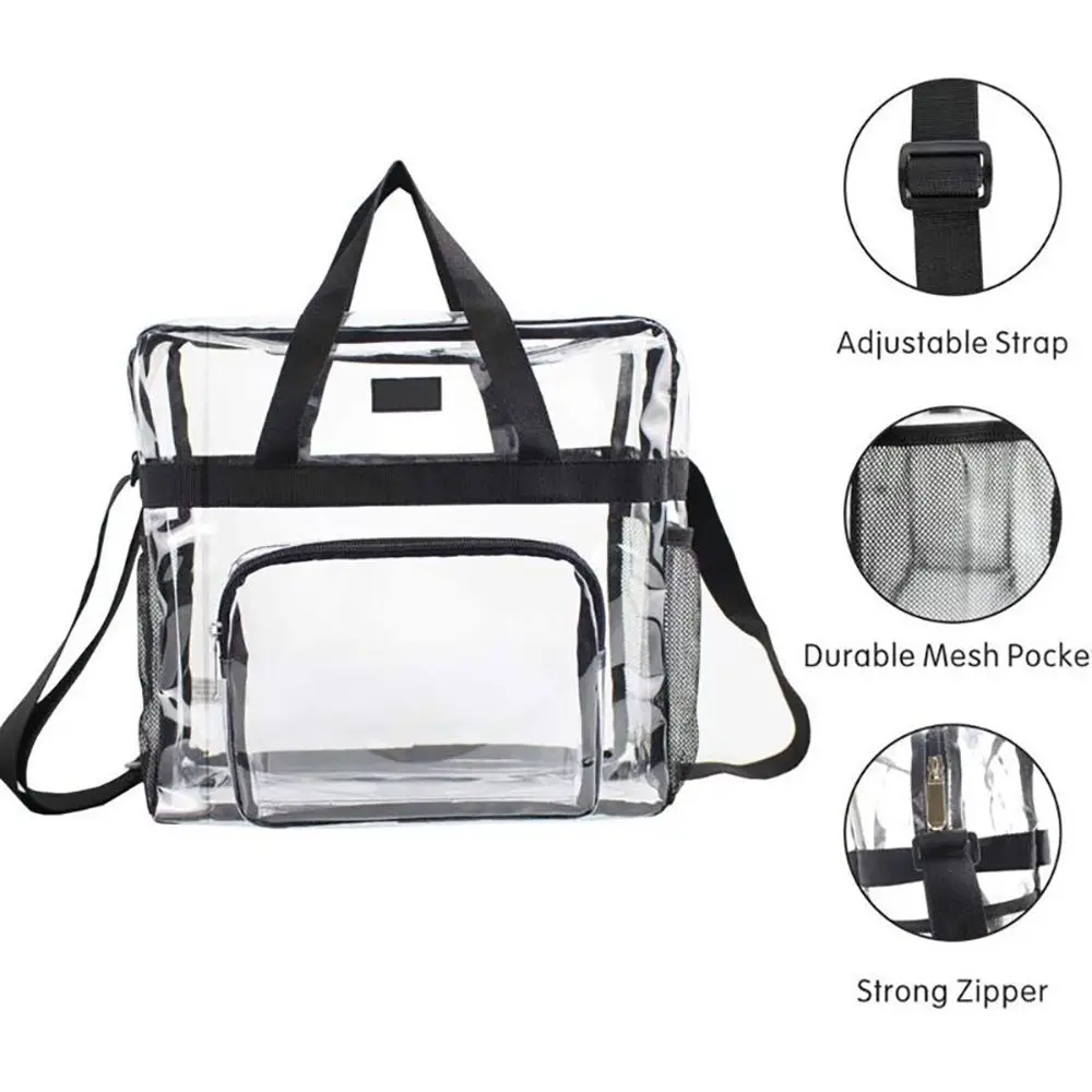 Color: black - Stadium Approved PVC Clear Purse Large Capacity Clear Bag Clear Crossbody Bag for Concerts Sports Festivals