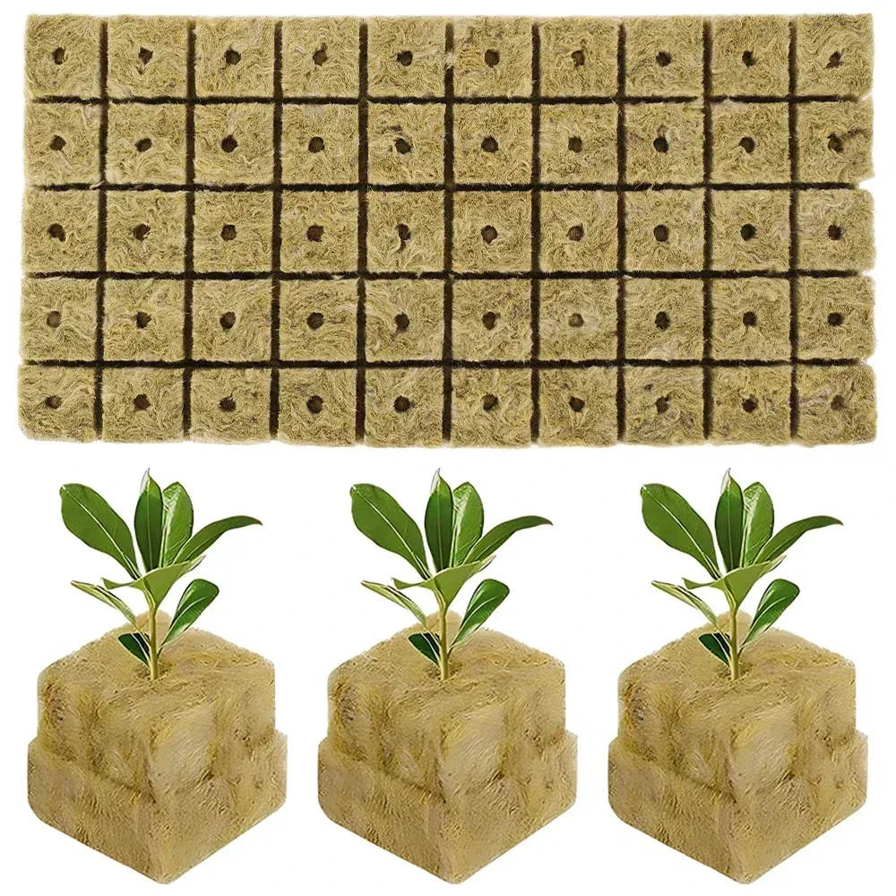 Color: WHITE - Stonewool Hydroponic Grow Media Cubes Plant Cube Soilless Substrate Seeded Planting Spong Plug Seedling Block Garden Tools