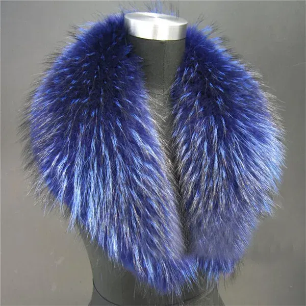 Color: army green, Size: L - Real Raccoon Fur Scarves Woman 100% Pure Natural Raccoon Fur Collar Warm Winter Scarves Red Fox Fur Collar L#1