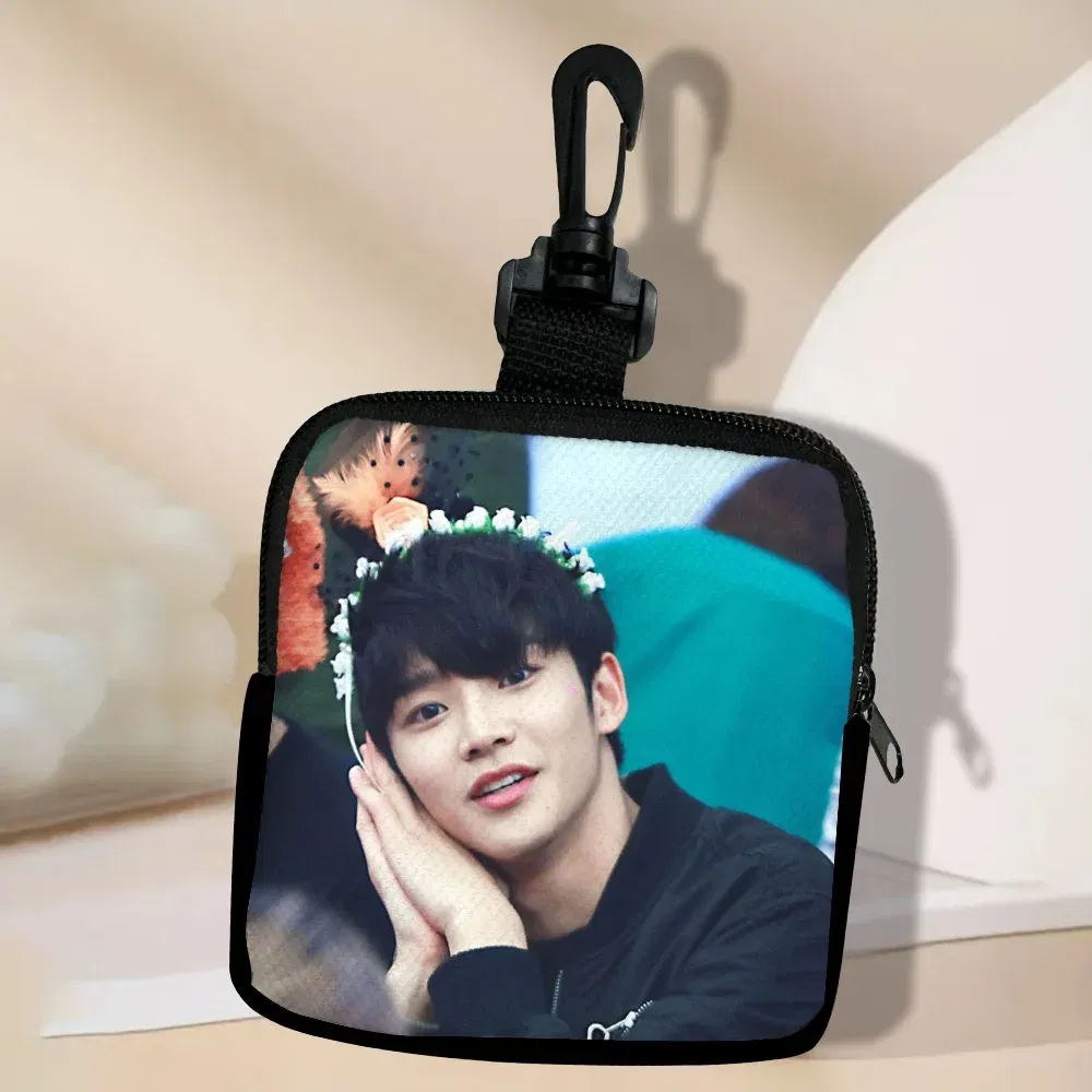 Color: Khaki - SF9 Rowoon Zipper Coin Purse Women's Simple Handbag Card Package Coin Bag  Purse Key Earphone Pouch 3.3