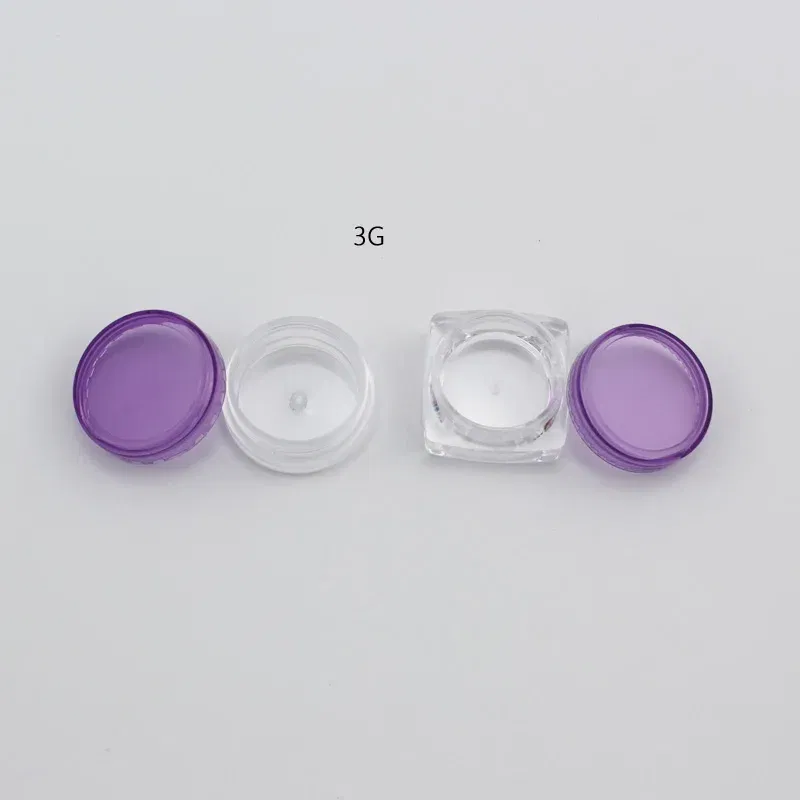 Color: PURPLE - 15pcs 2g 3g Empty Jars Refillable Mini Plastic Bottle Cosmetic Jar Container Small Round Bottle Little Cream Jar Solid Perfume