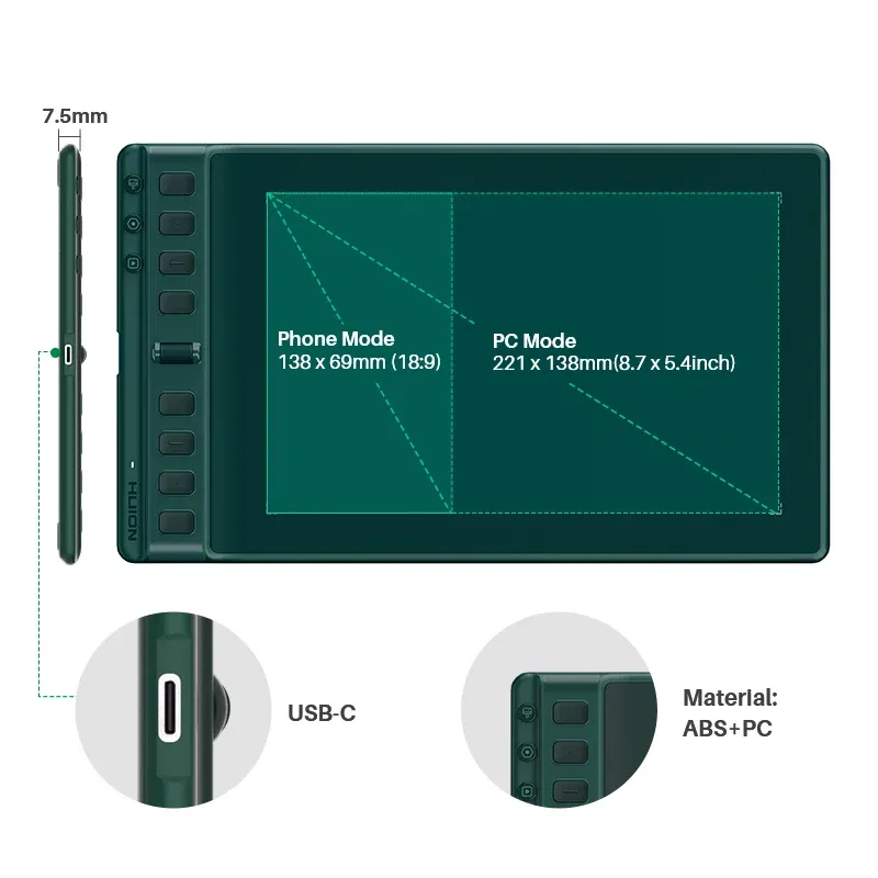 Color: Black, Ships From: UNITED KINGDOM - Huion Inspiroy 2 M H951P Graphics Tablets 8.7x5.4 inch PenTech 3.0 Digital Drawing Pen Tablet 8 Express Keys With 3 Group Key