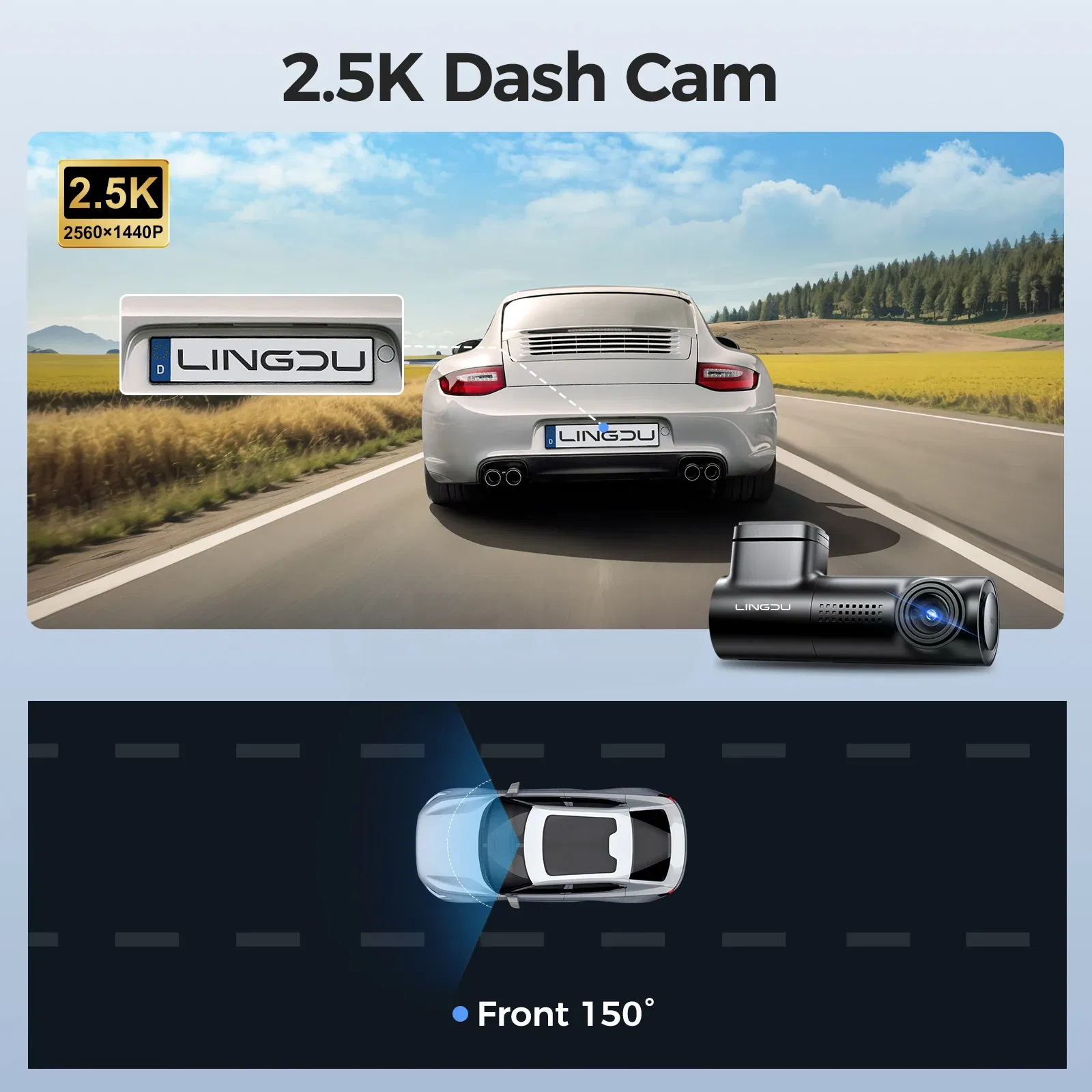 Color Name: WHITE, Ships From: CHINA, Sd Card Memory: 32G - LINGDU D100 2.5K Dash Cam Front MINI Dash Camera for Cars Voice Control WDR Car DVR Parking Mode Built-in GPS WiFi  Night Vision