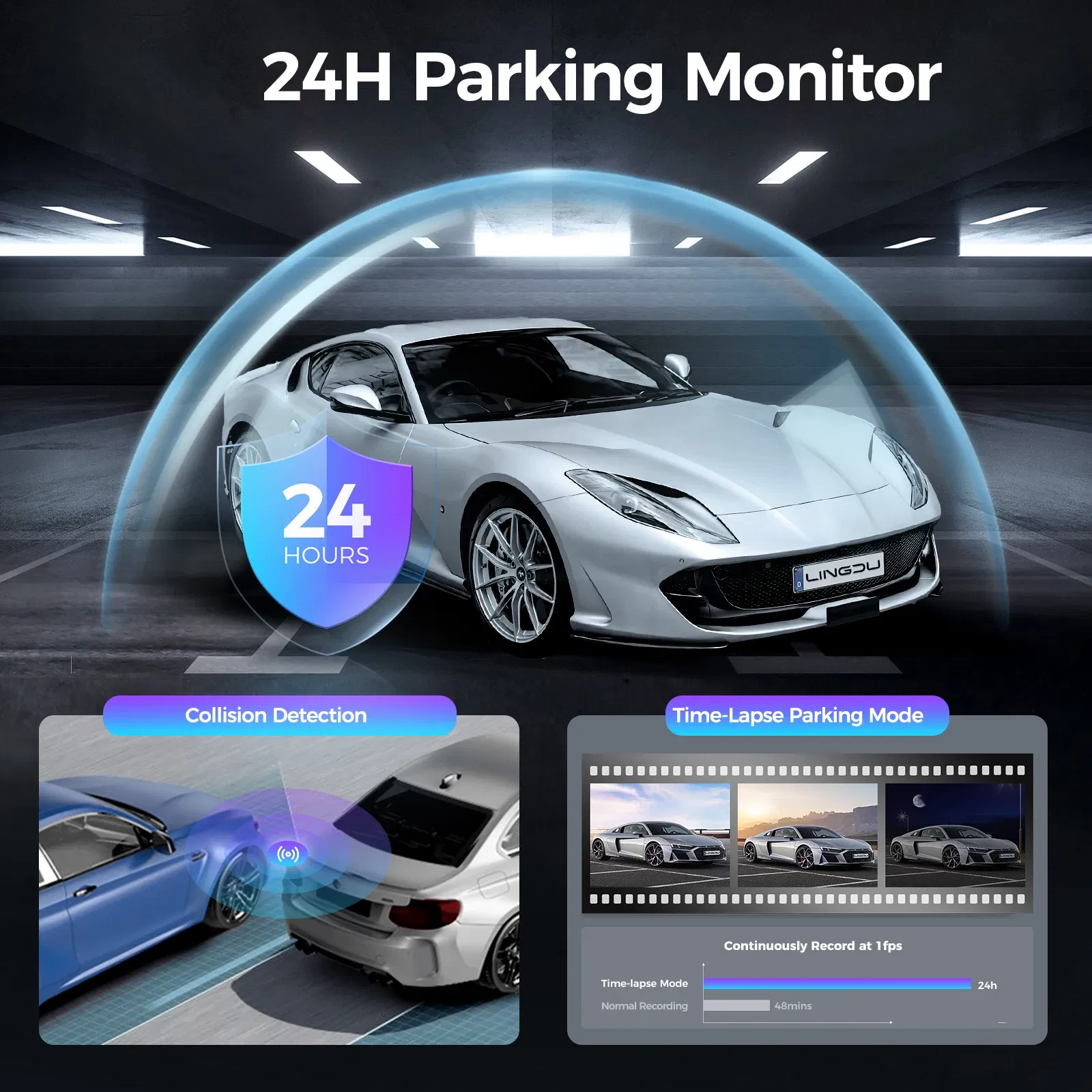 Color Name: WHITE, Ships From: CHINA, Sd Card Memory: 32G - LINGDU D100 2.5K Dash Cam Front MINI Dash Camera for Cars Voice Control WDR Car DVR Parking Mode Built-in GPS WiFi  Night Vision