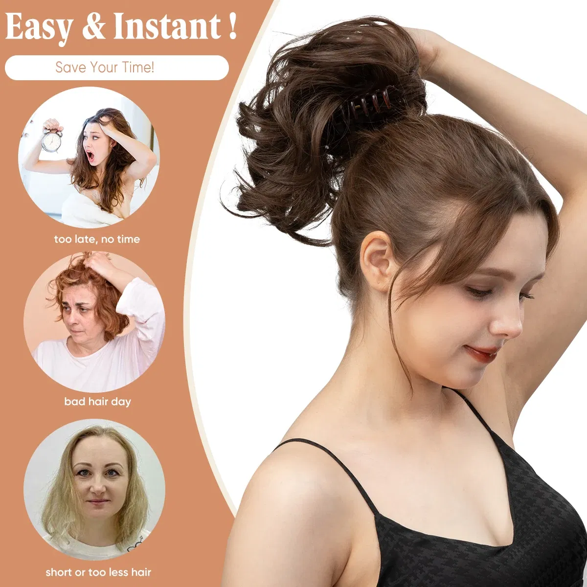 Color: #35 - SARLA One Piece Premium Synthetic Diy Claw Clip In Ponytail Extensions Natural Hairpiece Hair Bun Fake Blonde False Pigtail