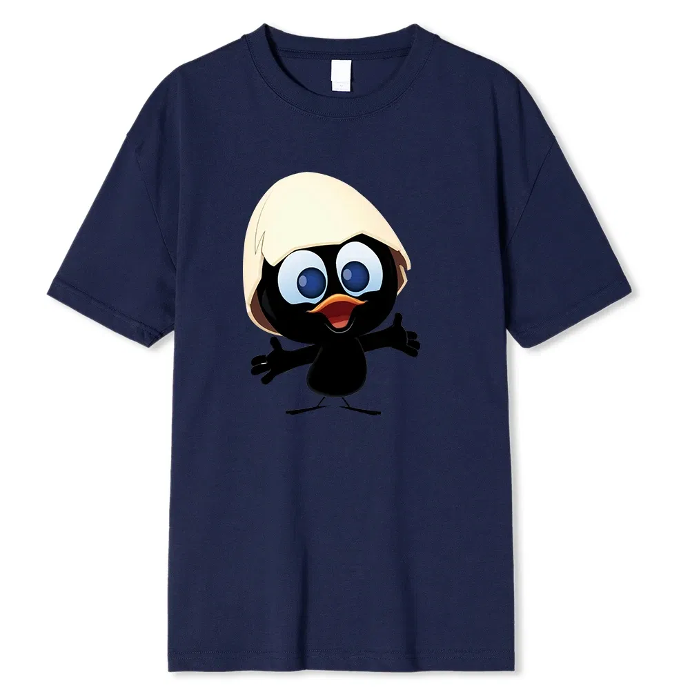 Color: Khaki, Size: XL - Sunlight T Shirt Big Size Men Calimero Cartoon pattern Men T Shirt Painted Funny Tshirt Men T Shirt