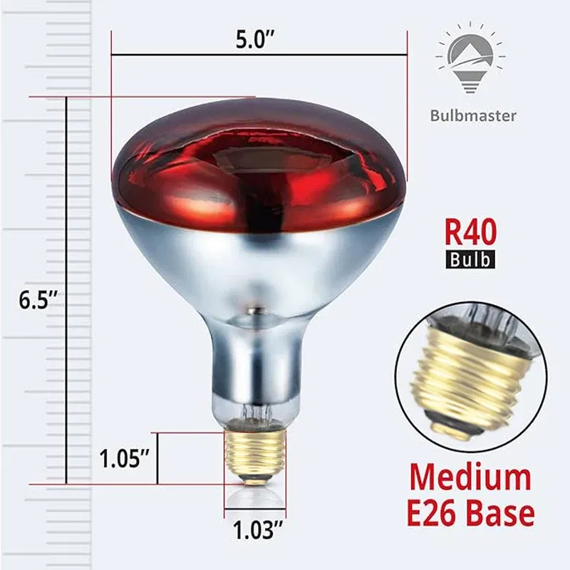 Color: Scarlet, Ships From: United States - BONGBADA Quartz glass waterproof and explosion-proof E26 E27 Red R40 Infrared Heat Lamp Farm lamp 100W 150W 200W 250W 275W