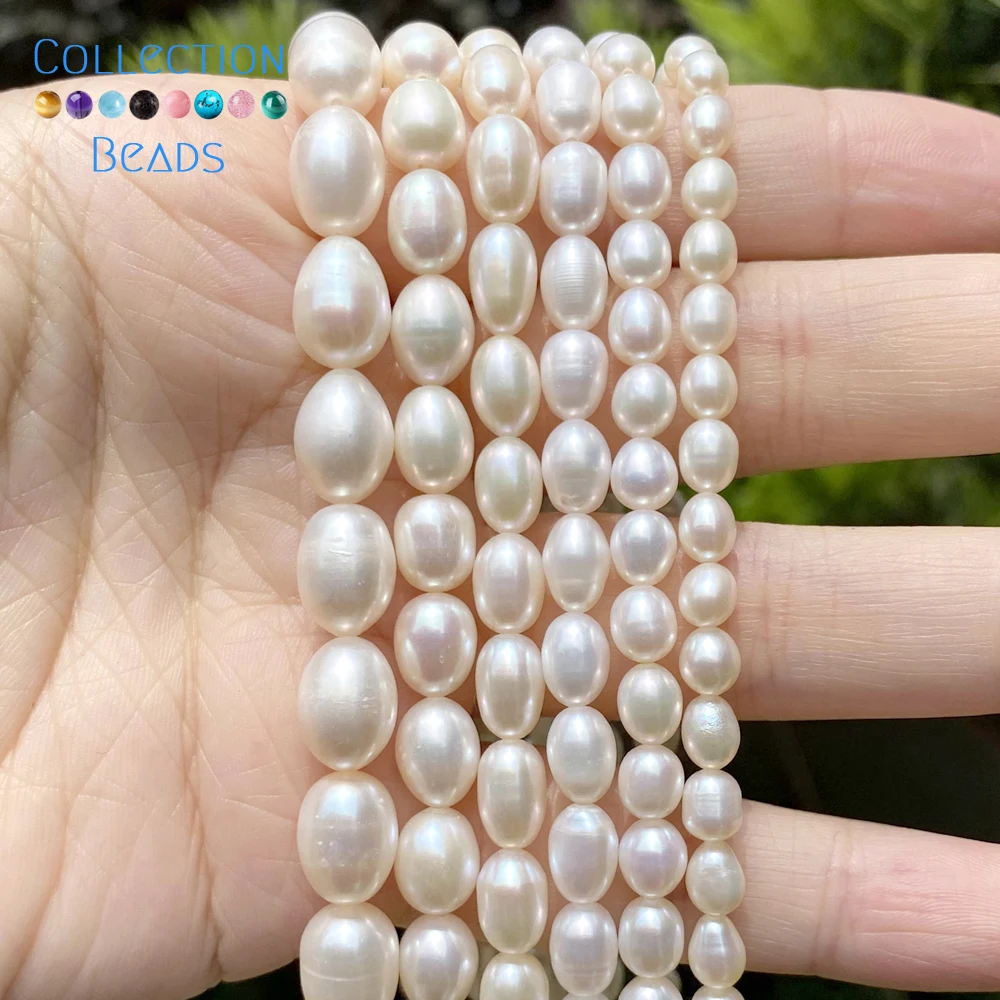 Color: WHITE, Item Diameter: 8mm - 100% Natural Freshwater Pearl Wholesale A/AA/AAA High Quality Rice Shape Beads For Jewelry Making DIY Bracelets Necklace