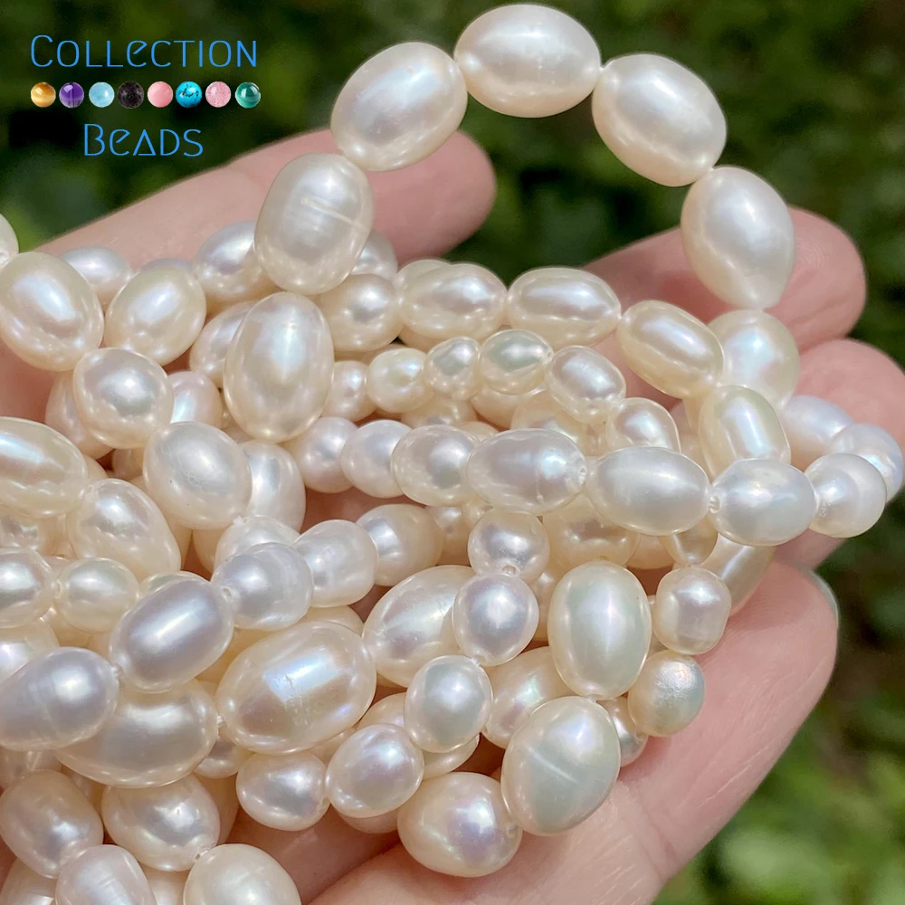 Color: WHITE, Item Diameter: 8mm - 100% Natural Freshwater Pearl Wholesale A/AA/AAA High Quality Rice Shape Beads For Jewelry Making DIY Bracelets Necklace