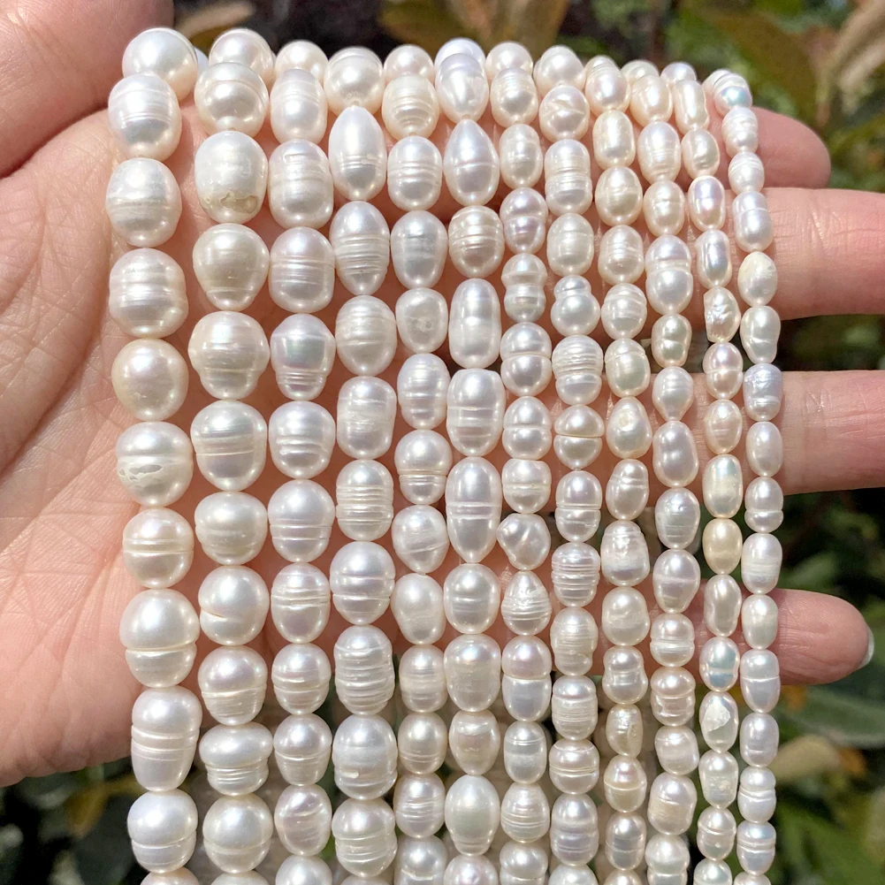 Color: WHITE, Item Diameter: 8mm - 100% Natural Freshwater Pearl Wholesale A/AA/AAA High Quality Rice Shape Beads For Jewelry Making DIY Bracelets Necklace