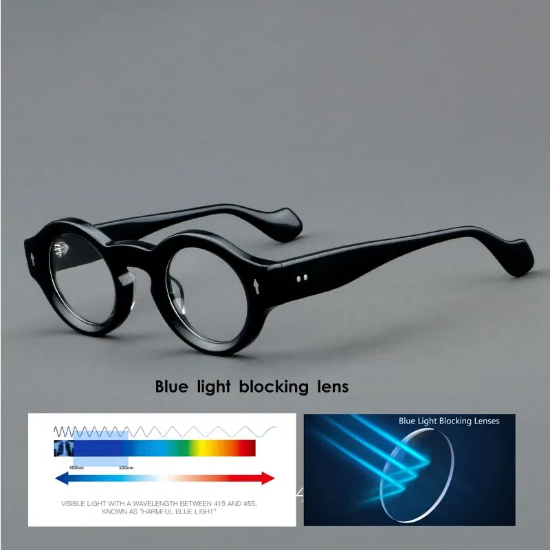 Frame Color: Red, Eye Prescription: +100 - VCKA Round Acetate Reading Glasses Frame Retro Men Prescription Anti-blue discolor Women Custom Optics Retro Eyewear +0.50to +10
