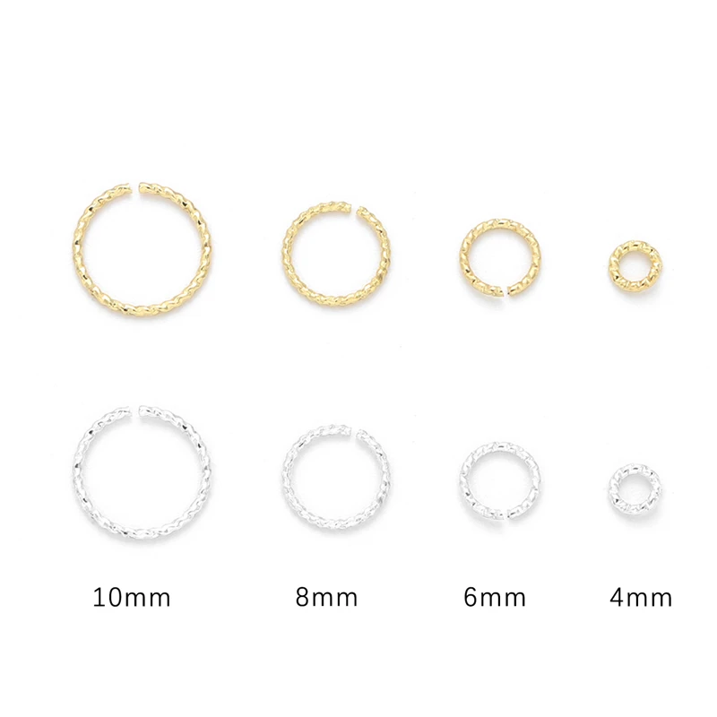 Color: WHITE, Ships From: CHINA - 20pcs 4/6/8/10mm Silver/14K Gold Plated Brass Jump Rings Open Loops for Bracelet Necklace Earring DIY Jewelry Making Findings