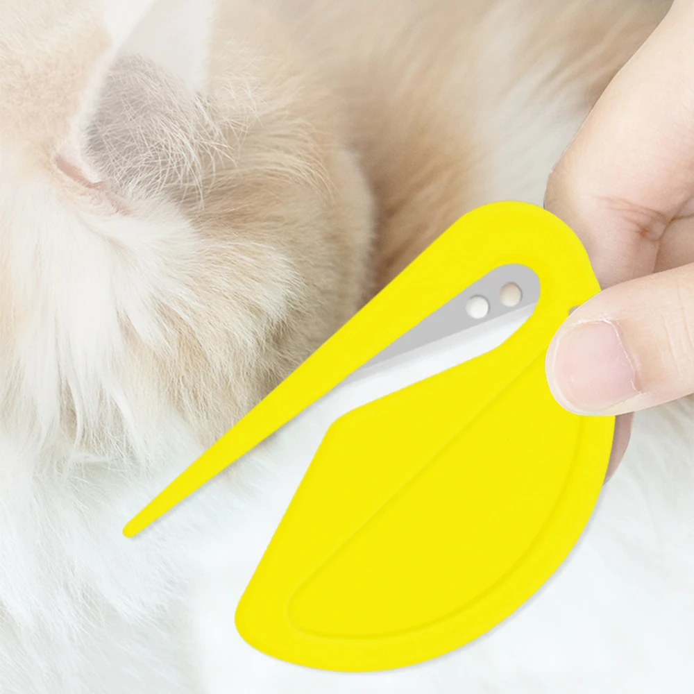 Color: Yellow, Size: S - Grooming Pet Hair Knot  Knife Trim Shedding Dog Unknot Stainless Effectively Safe Cat Accessories