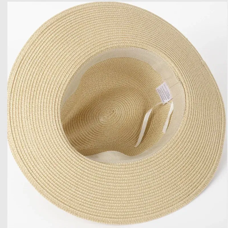 Color: WHITE, Size: S - Large Size XL61-64cm Panama Sun Hats Men Wide Brim Straw Caps Women Summer Big Head Beach Hat Male Plus Size Fedora Hat 58-60cm