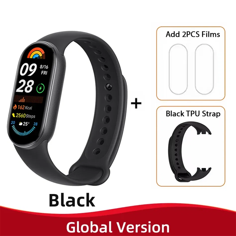 Color: SKY BLUE, Ships From: CHINA - New! Global Version Xiaomi Band 9 Mi Smart Bracelet 9 Color AMOLED 1.62" Ultra 21 Days Battery Life Miband Wrist Watch Blood