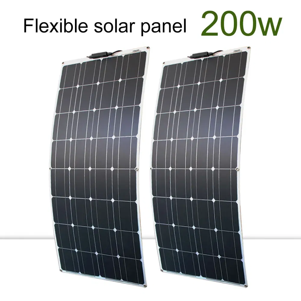 Color: black, Ships From: CHINA - New Solar panel kit and 300w 200w 100w flexible solar panels 12v 24v high efficiency battery charger module