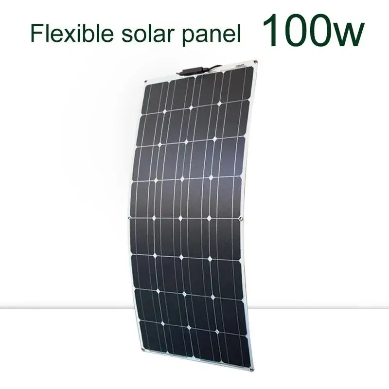Color: black, Ships From: CHINA - New Solar panel kit and 300w 200w 100w flexible solar panels 12v 24v high efficiency battery charger module