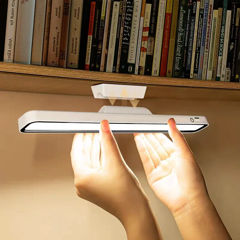 Body Color: Brown - LED Desk Lamp USB Rechargeable Light Stepless Dimming Table Lamp Hanging Magnetic Bedroom Table Reading Rechargeable Night Light