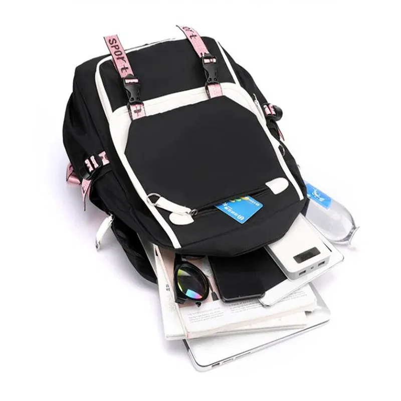 Color: Dark Khaki, Size: 17 Inches - Demon Slayer Backpack Schoolbag USB Laptop Bag Tokitou Muichirou Kanroji Mitsuri Men Women Rucksack Travel Shoulder Outdoor Bags