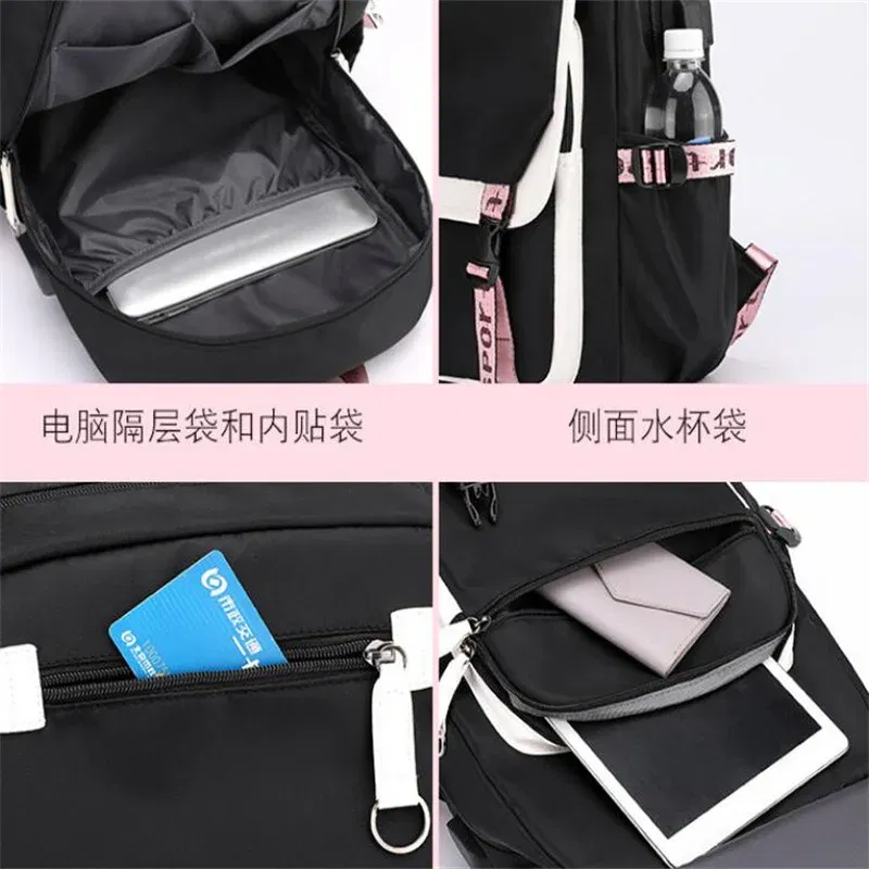 Color: Dark Khaki, Size: 17 Inches - Demon Slayer Backpack Schoolbag USB Laptop Bag Tokitou Muichirou Kanroji Mitsuri Men Women Rucksack Travel Shoulder Outdoor Bags