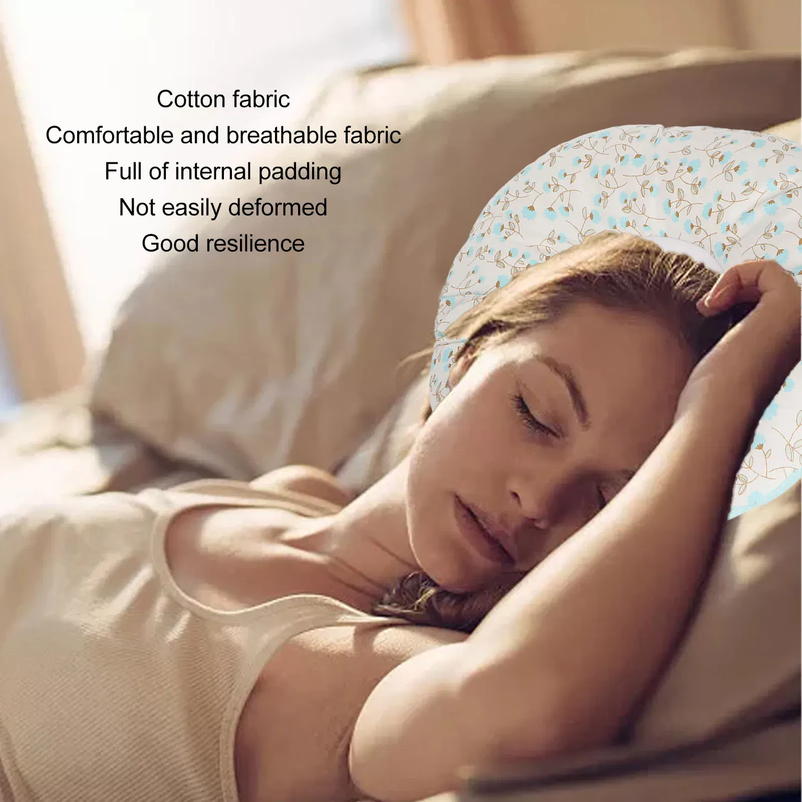Color: Gold - Ear Pillow Breathable Cotton Piercing Ear Care Pillow Ear Hole Guard Neck Support Side Sleeping Pillow Donut Cushion with Hole