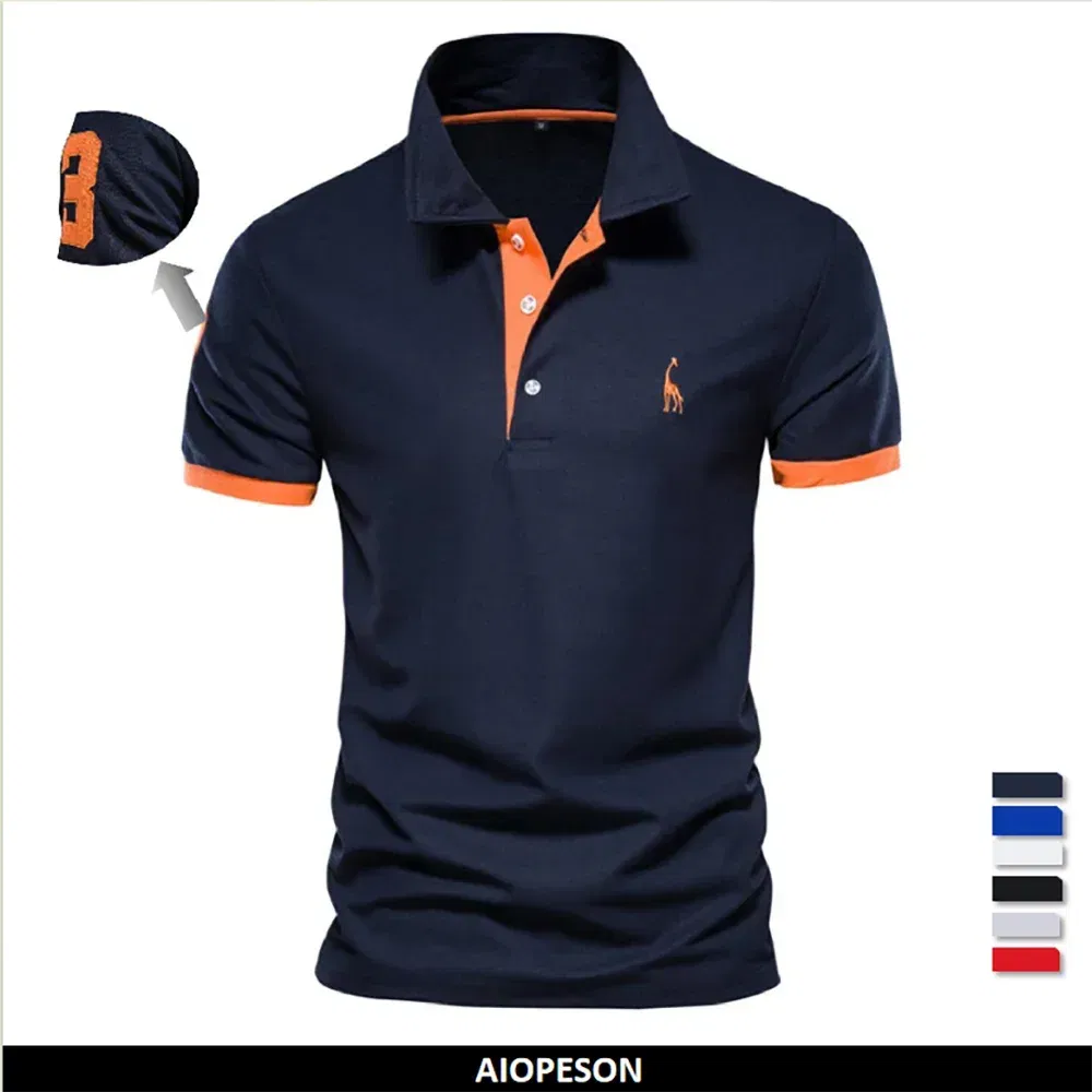 Color: WHITE, Size: M - Dropshipping Polo Giraffe Shirt Men Quality Embroidery Summer Short Sleeve Polo Casual Business Social Mens Polos BR Size