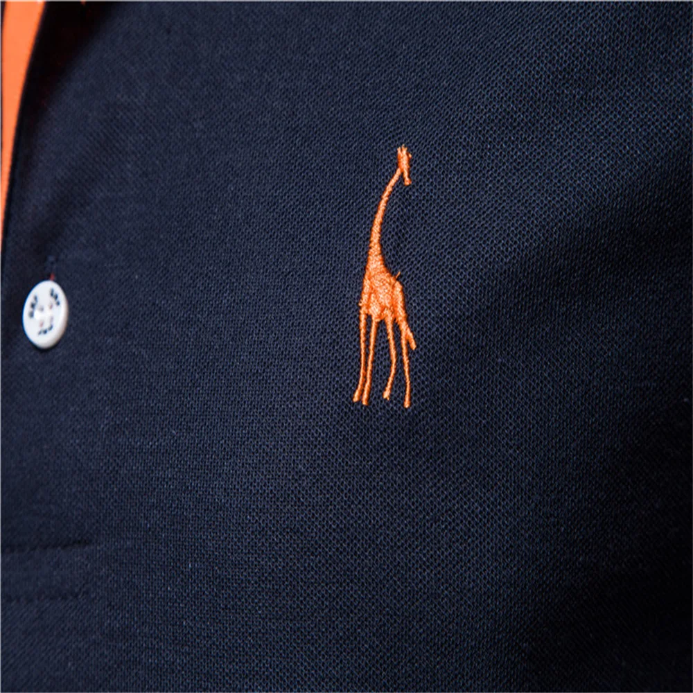 Color: WHITE, Size: M - Dropshipping Polo Giraffe Shirt Men Quality Embroidery Summer Short Sleeve Polo Casual Business Social Mens Polos BR Size