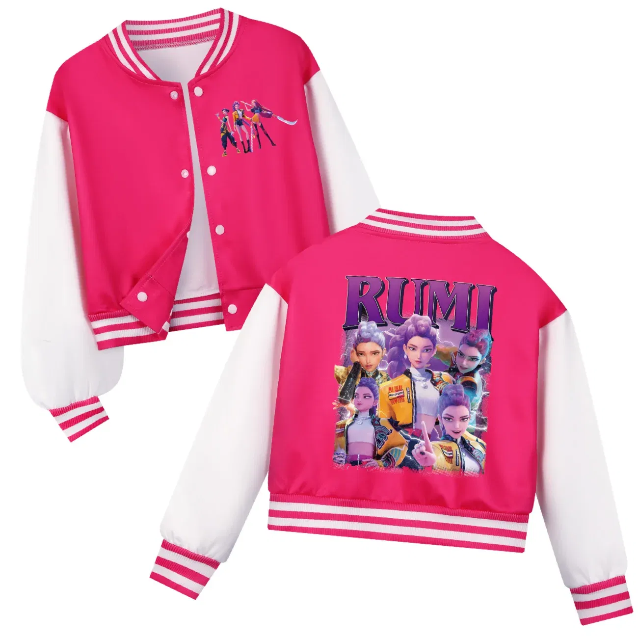 Color: black, Kid Size: 2T - Kids KPop Demon Hunters Huntrix Clothes Boys Baseball Uniform Spring Autumn  Girls Baby Casual Hoodies Children Costume