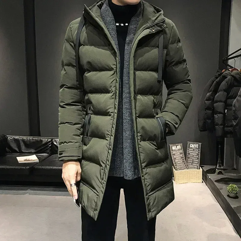 Color: Blue, Size: 7XL - Men Long Down Jackets Winter Coats Chaquetas Hooded Casual Winter Parkas High Quality Male Green Warm Parkas Coats Size 8XL