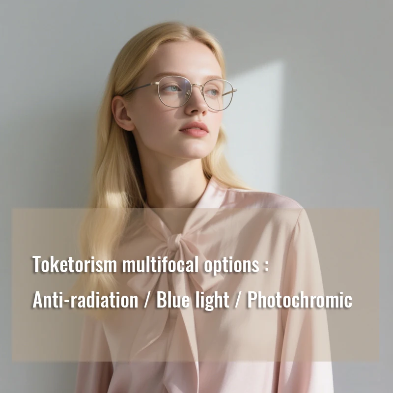 Lenses Color: Transparent, Lens Index: 1.61 - Toketorism Multifocal Lenses Customize Photochromic Anti Blue Light Progressive Prescription Glasses