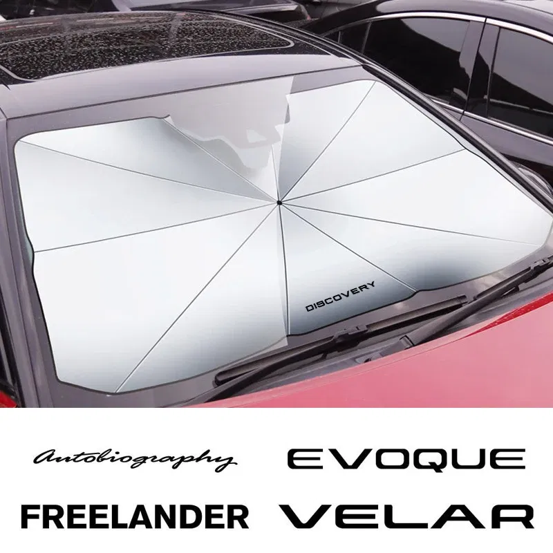 Color: Dark Grey - Car Windshield Sunshade Umbrella Car Front Shading For Land Rover Discovery 3 4 2 Freelander Evoque Velar Autogiography SVR