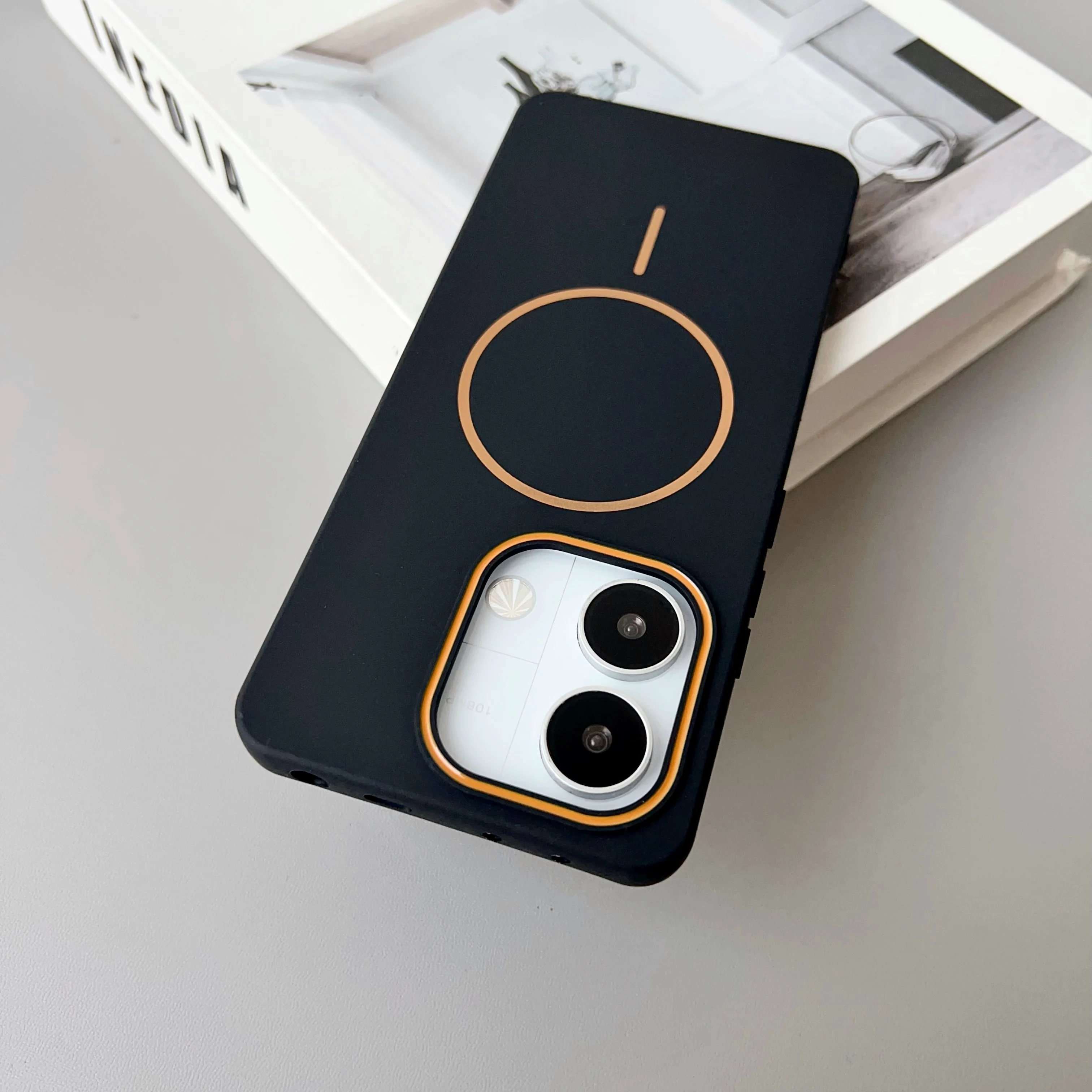 Color: Brown, Compatibility by Model: Redmi Note 14 4G (Global) - NEW  For Redmi Note 14 13 Pro A4 A5 4G 5G skin sensitive original thin circle magnetic solid color phone protective case
