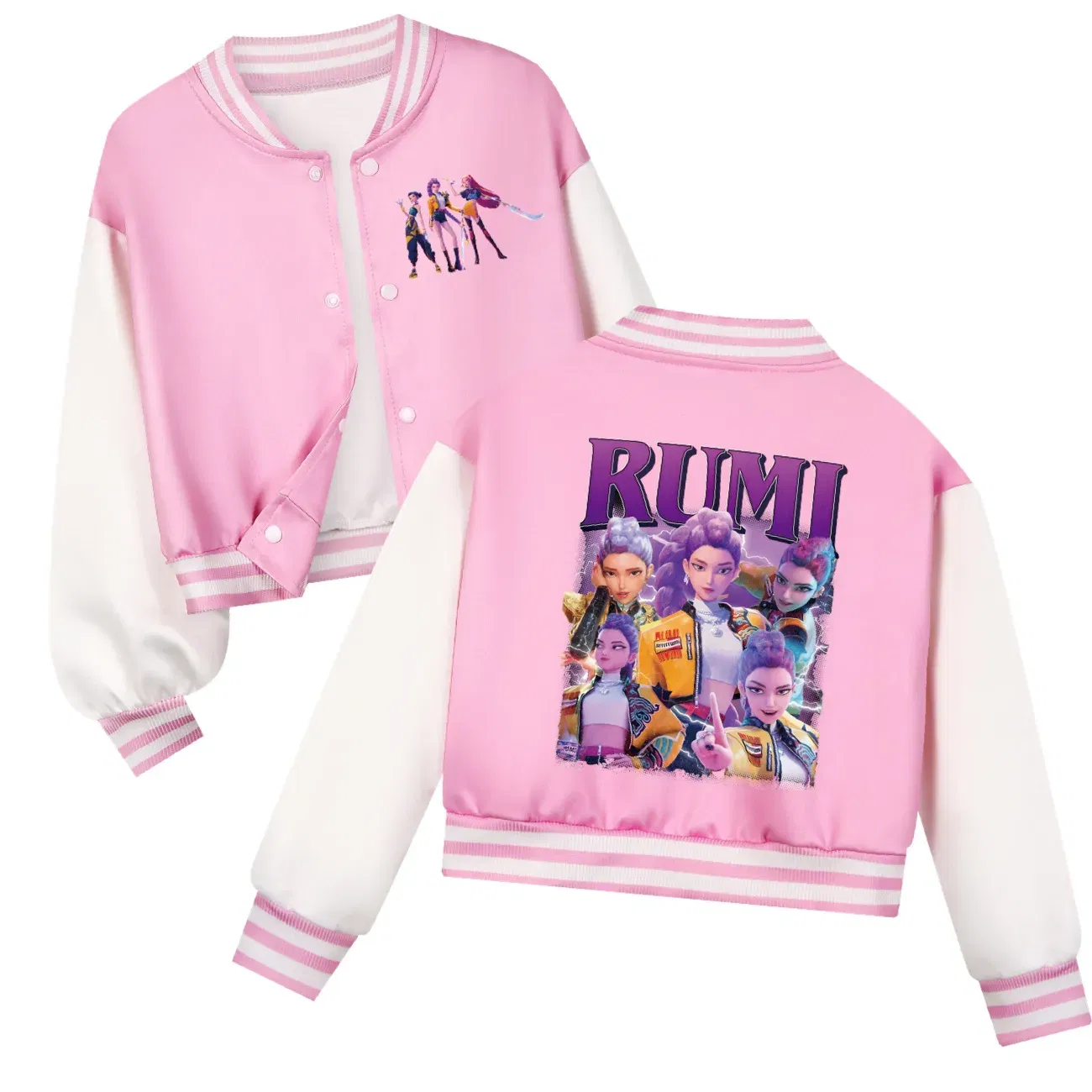 Color: Blue, Kid Size: 3T - Kids KPop Demon Hunters Huntrix Clothes Boys Baseball Uniform Spring Autumn  Girls Baby Casual Hoodies Children Costume